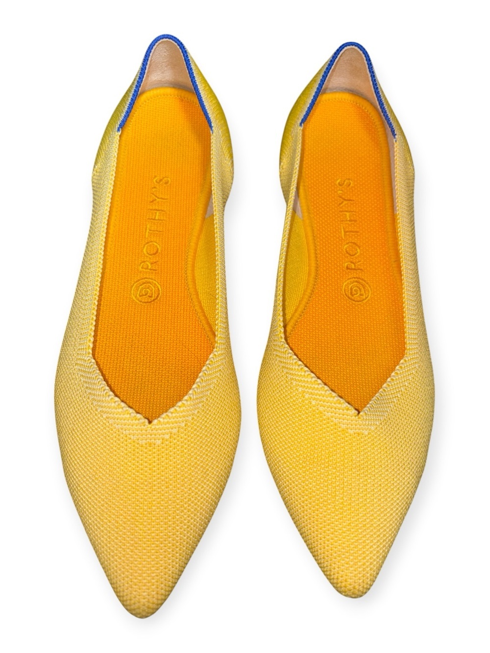 Rothy's women’s ‘the point’ Yellow Pointed Knit Flats size 10